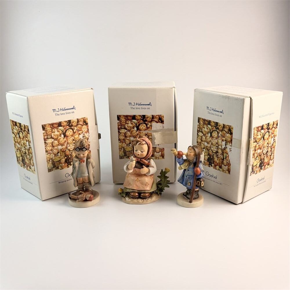 Lot of 3 Vintage Goebel Hummel Figurines with Boxes Doctor Make a Wish Free Ship